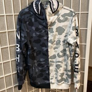 BAPE Men's Camouflage Hoodie - Black and Gray